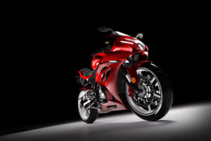 Neues rotes Renn-Motorrad